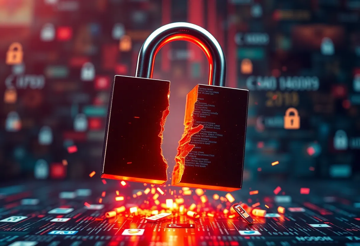 Conceptual image of digital security breach