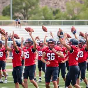 A group of high school football players practicing together in Arizona.
