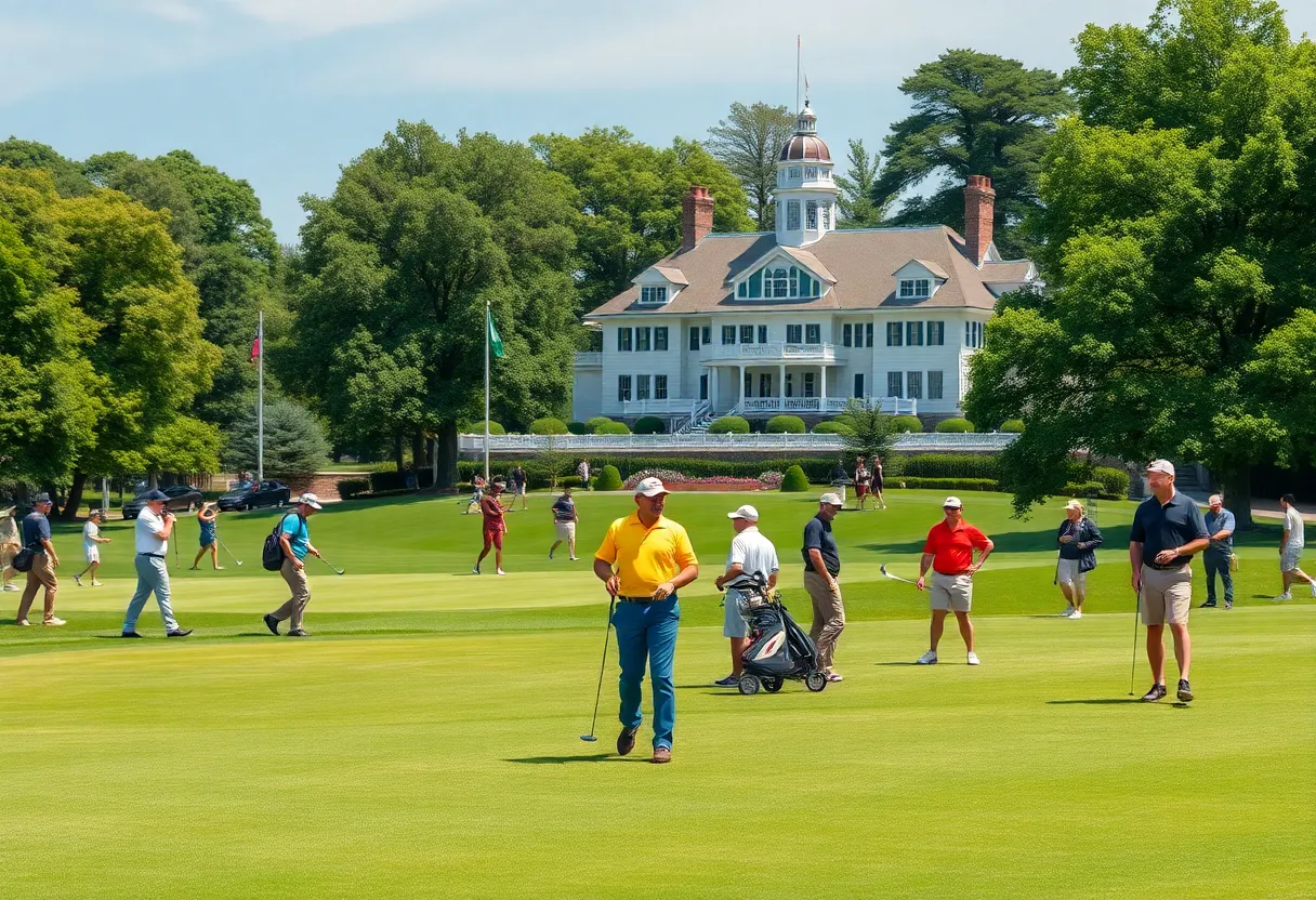 Golfers at Bedford Springs Golf Course enjoying a sunny day