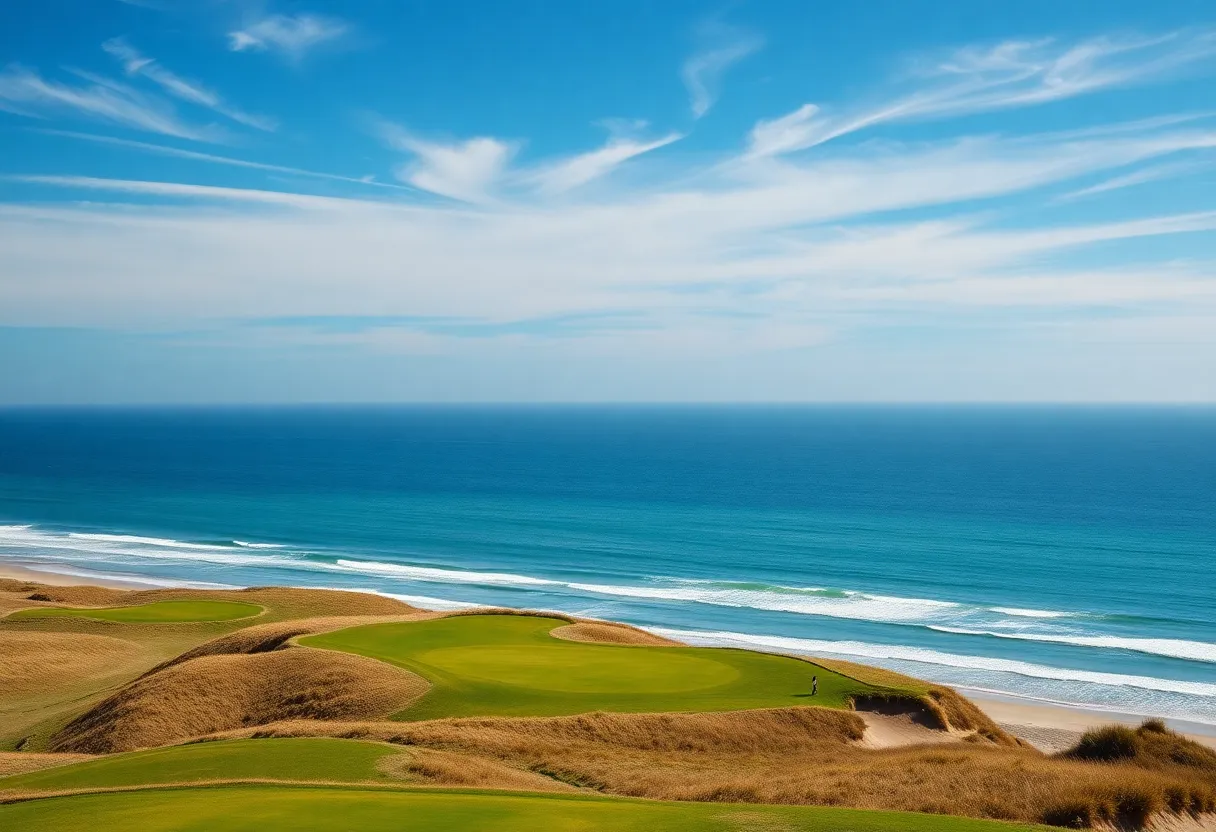 Scenic view of Bellarena Golf Links on the Causeway Coast