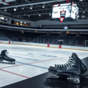 An empty hockey rink symbolizing the retirement of a veteran player