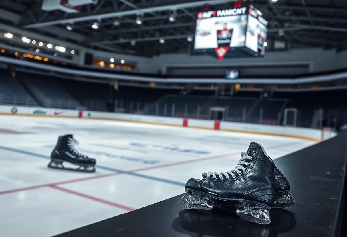 An empty hockey rink symbolizing the retirement of a veteran player