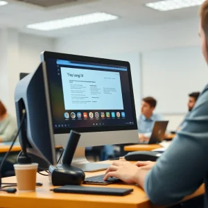 Students engaging in an online class at Cal State L.A.