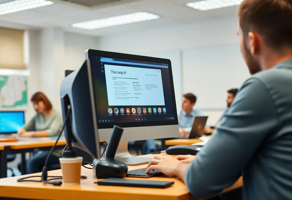 Students engaging in an online class at Cal State L.A.