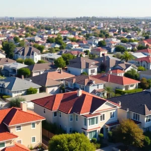 A view of different homes in California reflecting various architectural styles and ownership types.