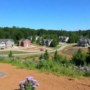Aerial view of Chatham County with homes and natural landscape