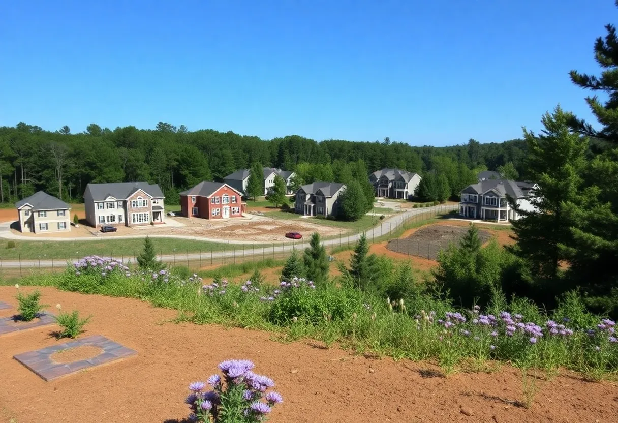 Aerial view of Chatham County with homes and natural landscape