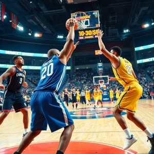 Basketball game between Chicago Sky and Indiana Fever with players on court