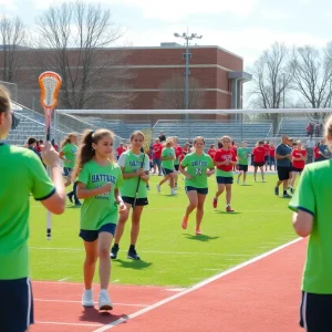 A montage of high school spring sports activities in Cincinnati, including lacrosse, volleyball, and track events.