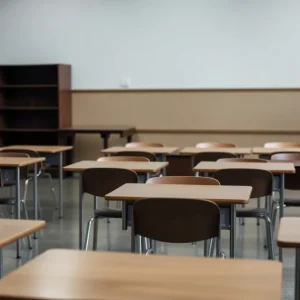 Empty classroom representing the seriousness of misconduct in education