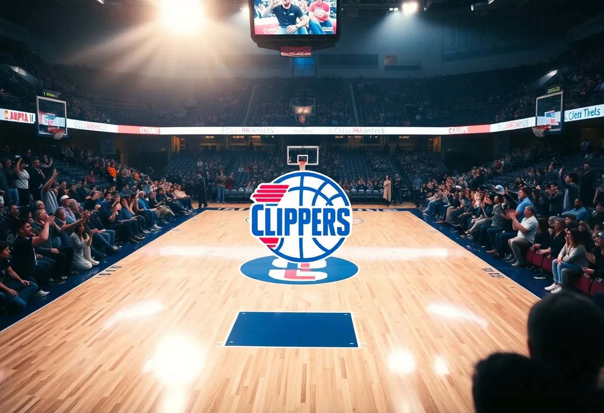 Clippers basketball fans cheering on the court