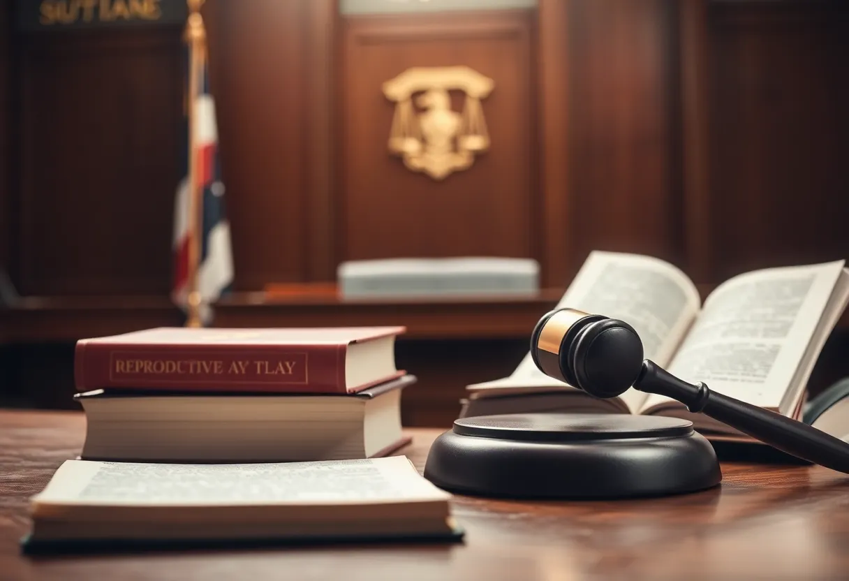 A courtroom representing legal issues surrounding abortion rights