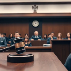 Courtroom setting during a healthcare fraud case