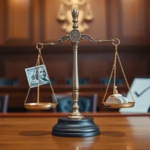 Abstract representation of legal consequences related to COVID-19 relief fraud