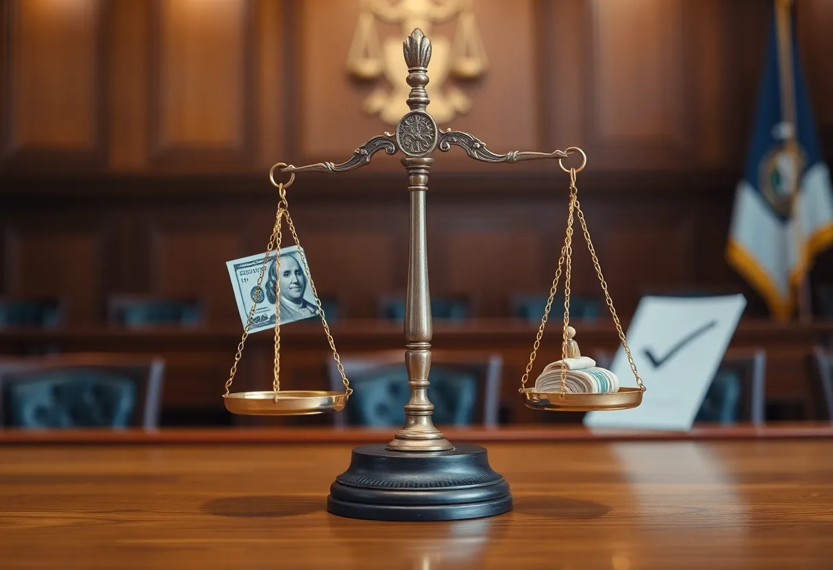 Abstract representation of legal consequences related to COVID-19 relief fraud