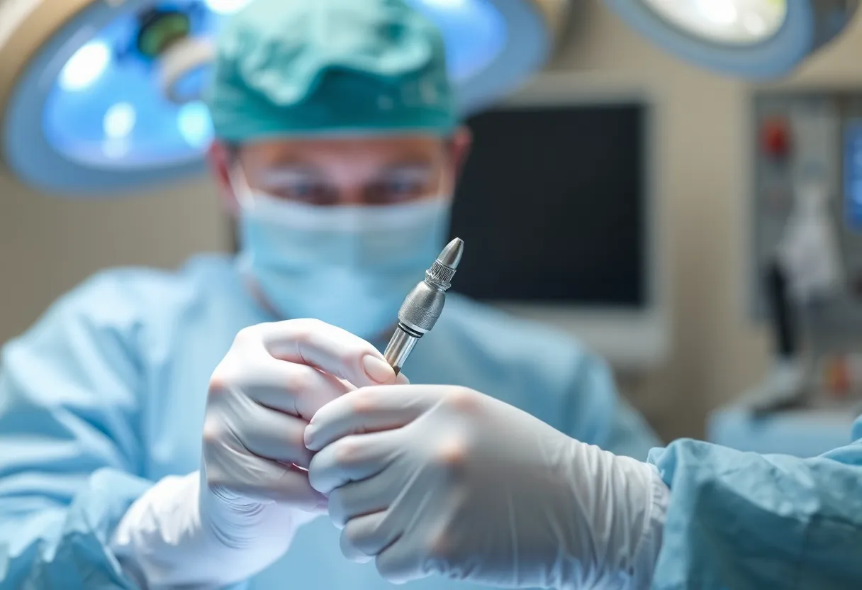 Medical professional performing cryoablation to treat mesothelioma in a clinical setting.