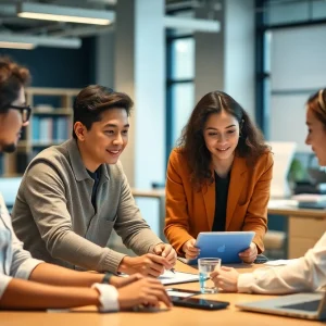 Students and faculty collaborating on AI projects at California State University