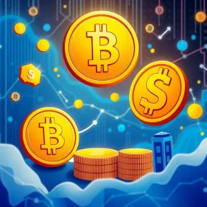 An artistic representation of stablecoins in the digital financial landscape.