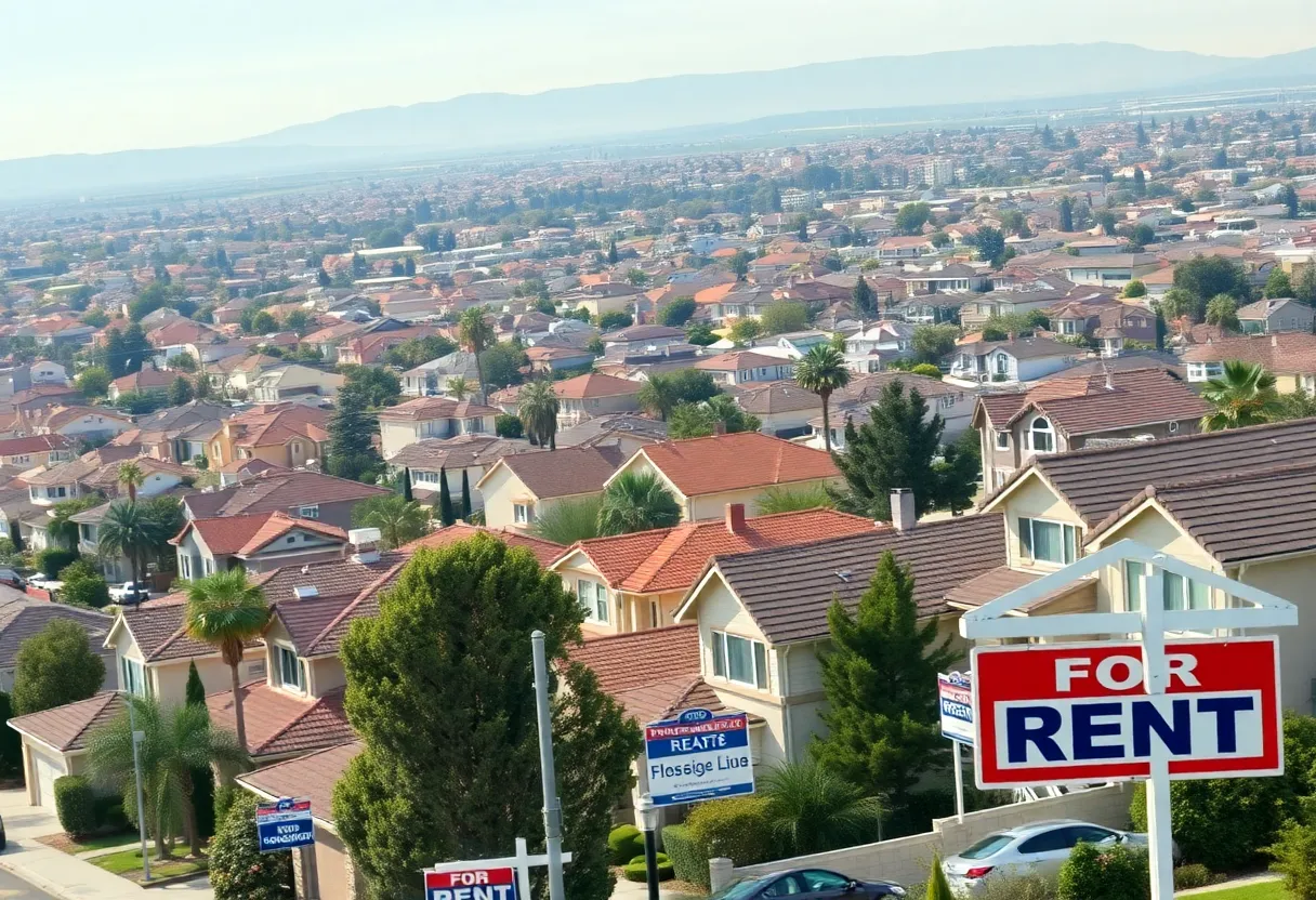 A street view of investor-owned homes in Fresno showcasing various types of properties.