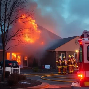 Firefighters responding to a fire at Gabriel House assisted living facility