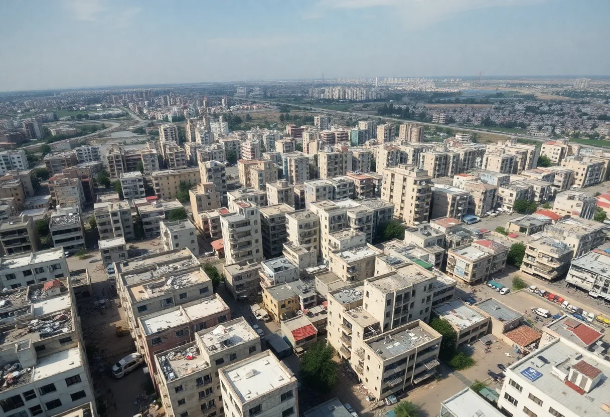 Damaged buildings and overcrowded hospitals in Gaza during hunger crisis.