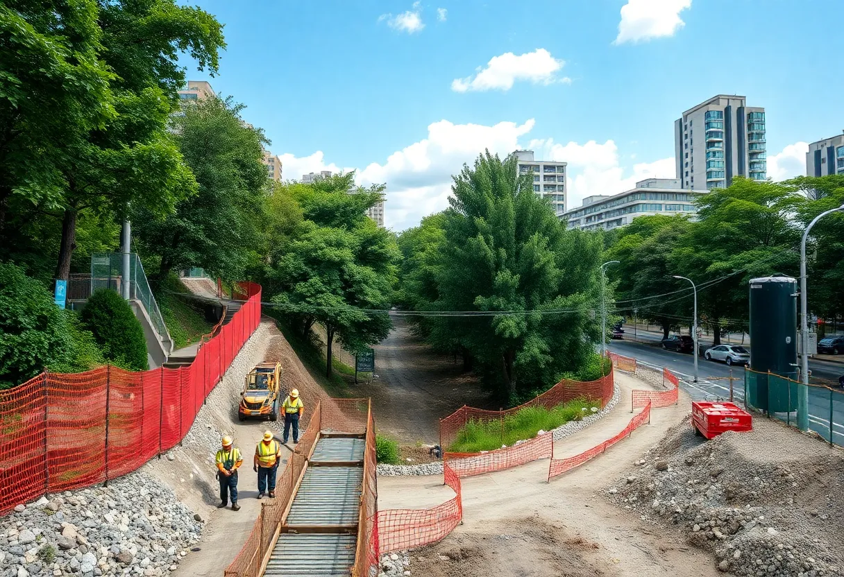 Construction of the Greenville Loop Trail in Wilmington