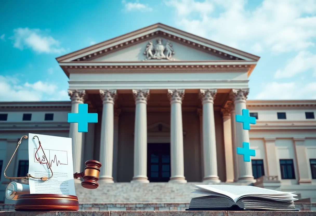 Exterior of a courthouse representing a legal case on healthcare fraud.