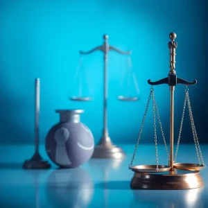 Abstract representation of medical fraud and justice