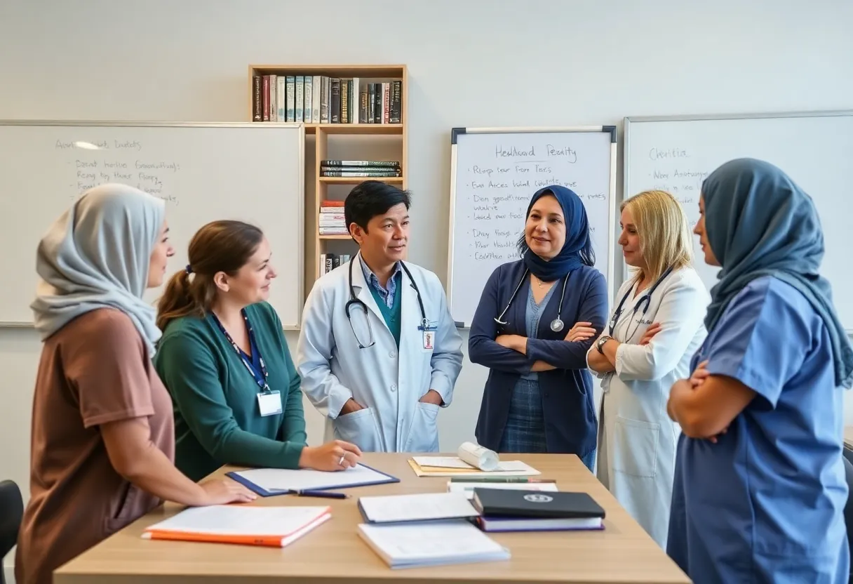 Healthcare professionals discussing healthcare improvement strategies