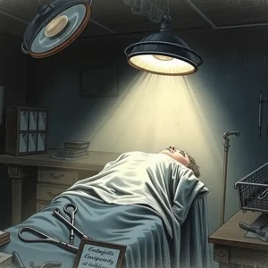 19th century surgical scene depicting a mastectomy