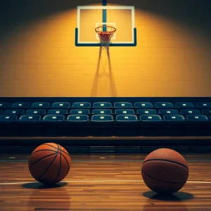 Empty bench on a basketball court