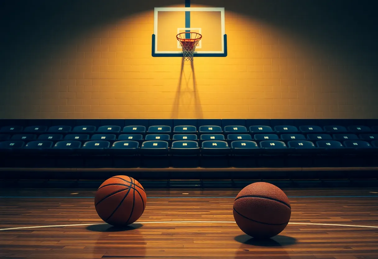 Empty bench on a basketball court