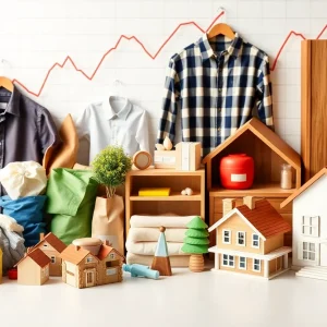 Inflation trends affecting consumer prices represented by various consumer goods