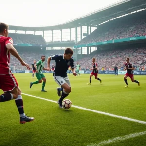 Dynamic moment from Inter Miami's soccer match against FC Cincinnati