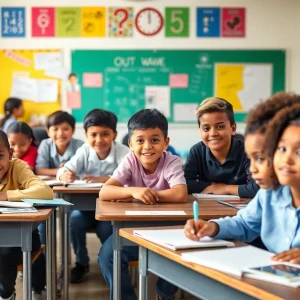 Diverse students participating in a classroom activity