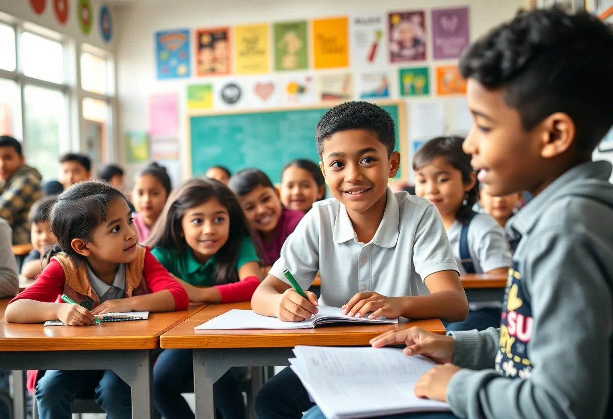 Students in a classroom setting at LAUSD showcasing diversity and engagement in learning.
