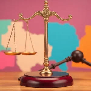 Symbolic representation of a legal battle regarding abortion rights