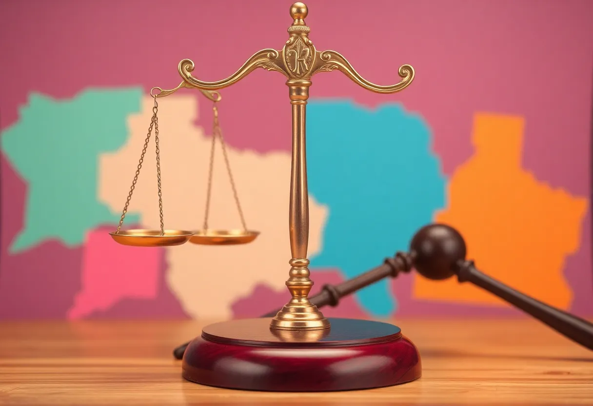 Symbolic representation of a legal battle regarding abortion rights