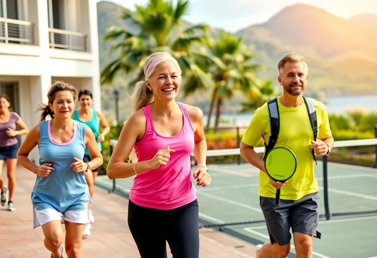 Guests enjoying active lifestyle sports at a hotel