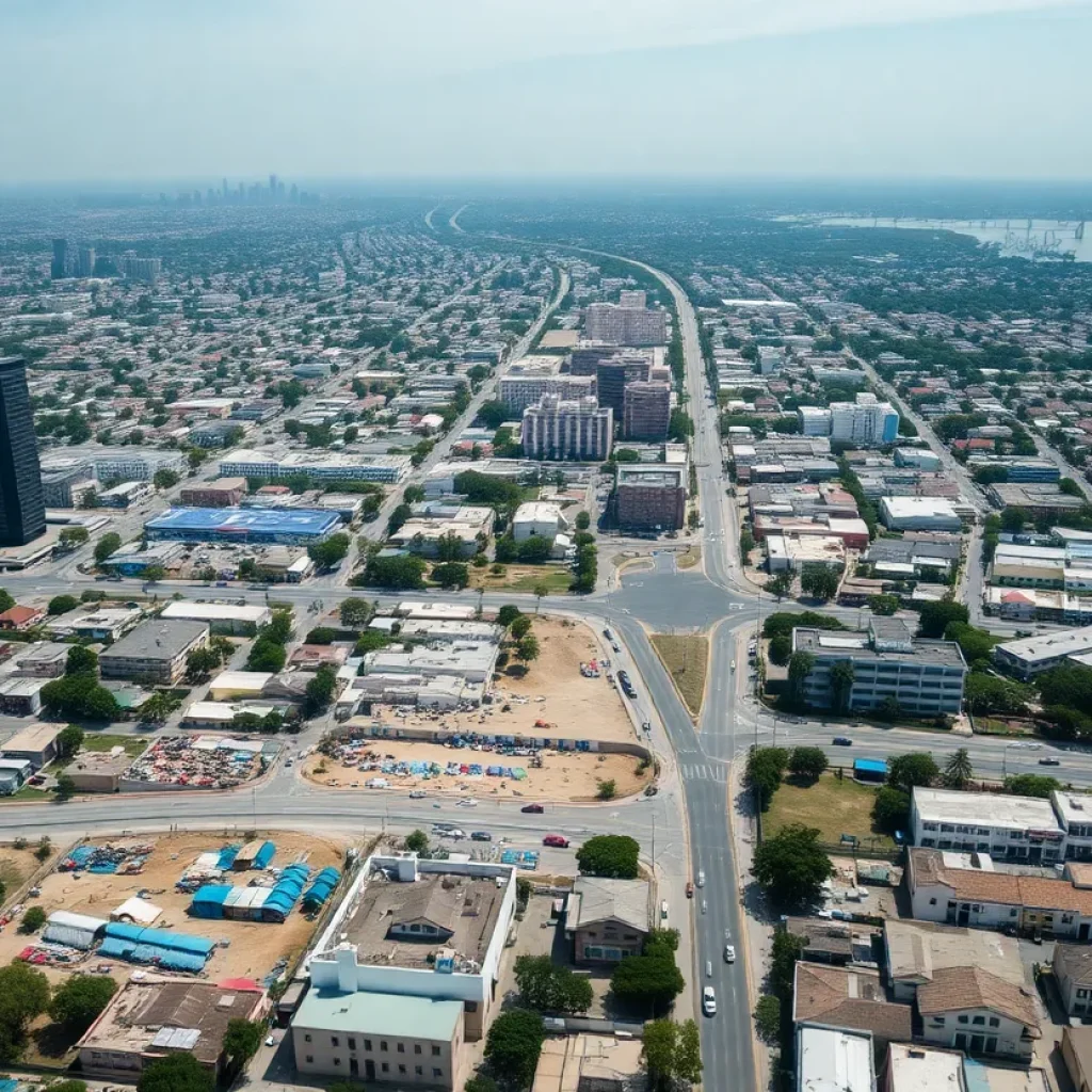Aerial view of Los Angeles highlighting urban challenges.