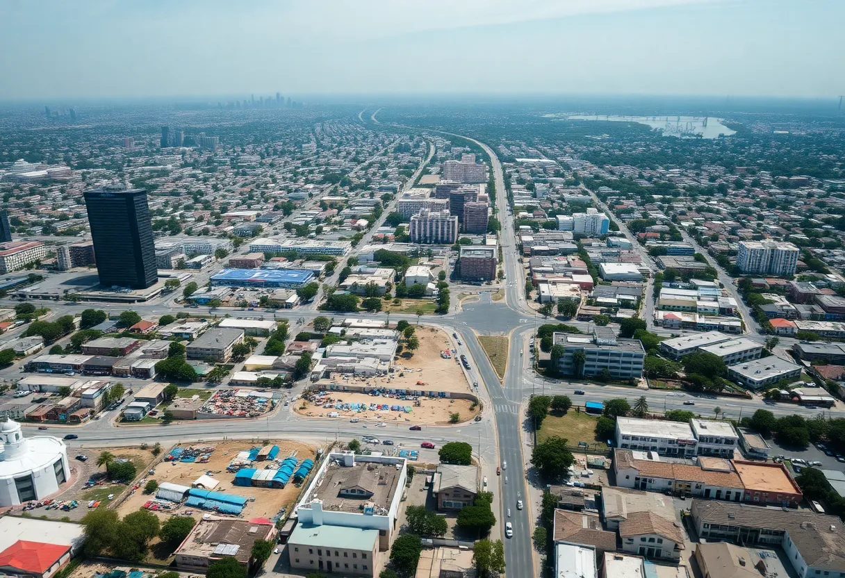 Aerial view of Los Angeles highlighting urban challenges.