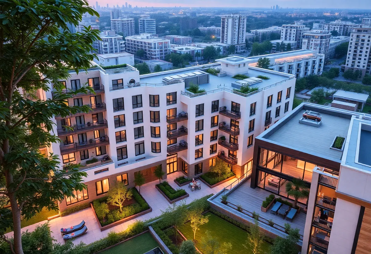 Luxury apartment complex illustrating high-end residential development in Jersey City.
