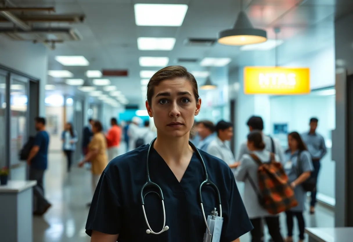 Concerned medical staff in a clinic environment discussing ethics