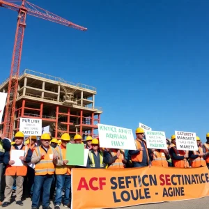 Construction workers rallying for safety accountability in Meriden