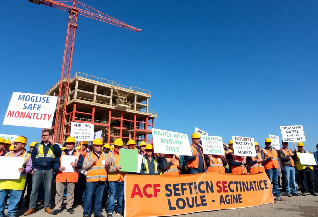 Construction workers rallying for safety accountability in Meriden