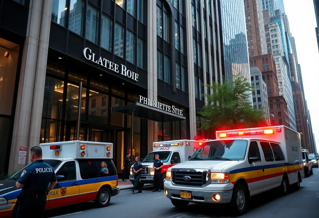 Emergency response at the scene of the Midtown Manhattan shooting