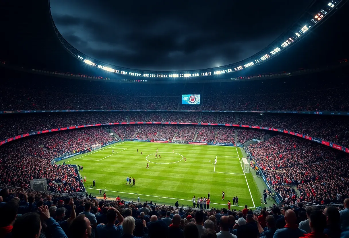 Soccer fans in a stadium during an MLS match