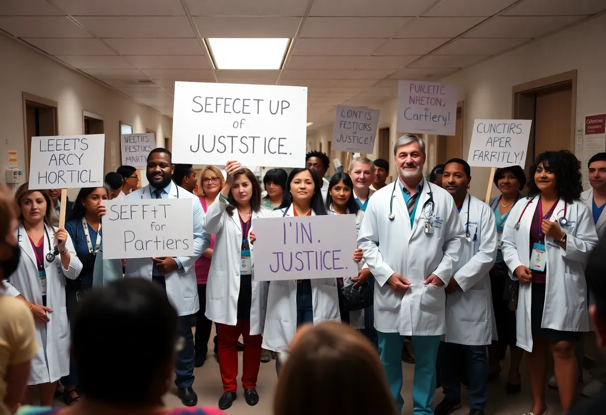 Group of resident doctors protesting for justice and safety measures