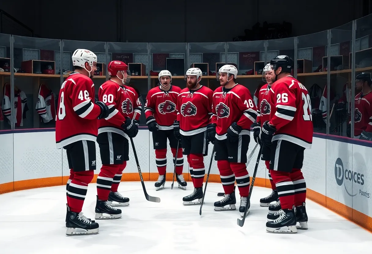 New Jersey Devils discussing roster changes in the locker room