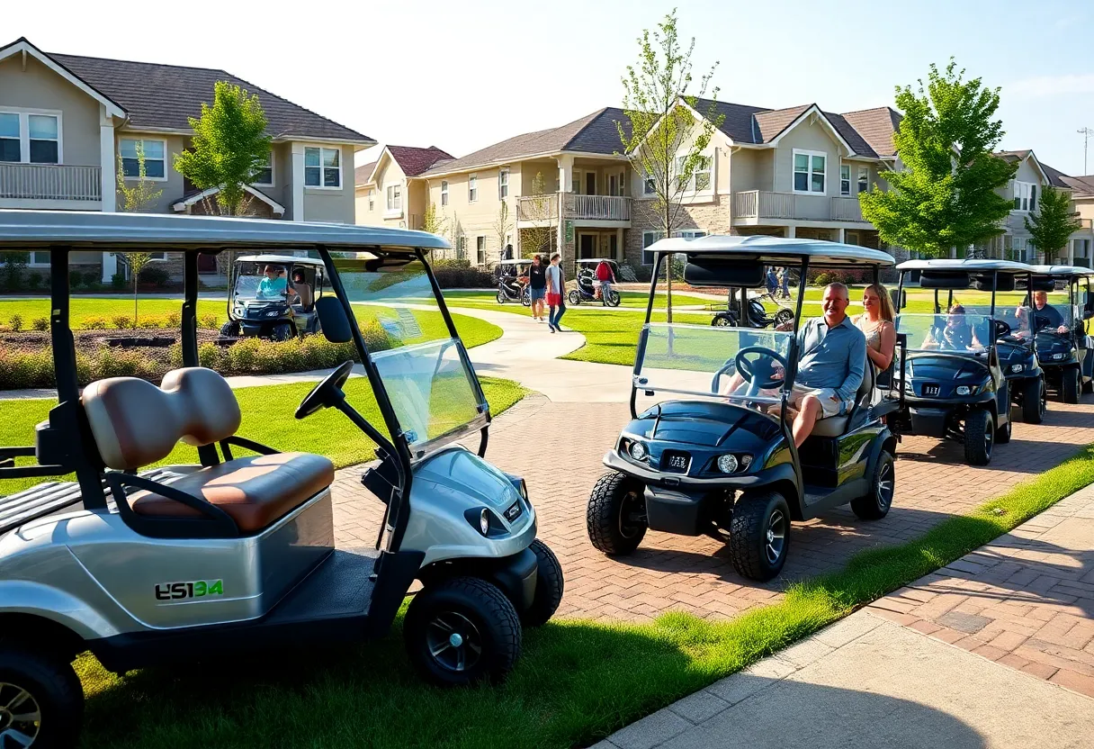 Electric golf carts in a community setting